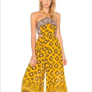 Yellow free people bohemian jumpsuit. XS